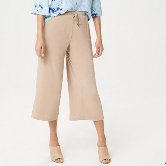 Susan Graver Liquid Knit Drawstring Crop Pants - Picture 1 of 2